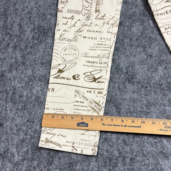 Krazy Larry Beige & BrownCursive Skinny Pants Pull-OnStretch Size 6 - Picture 7 of 12